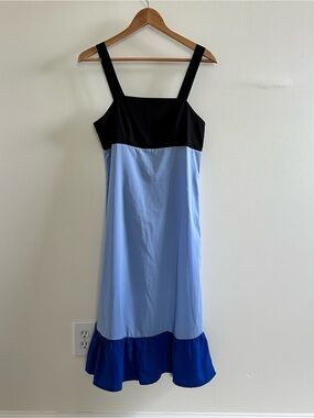 Black and Blue color blocking midi dress- S